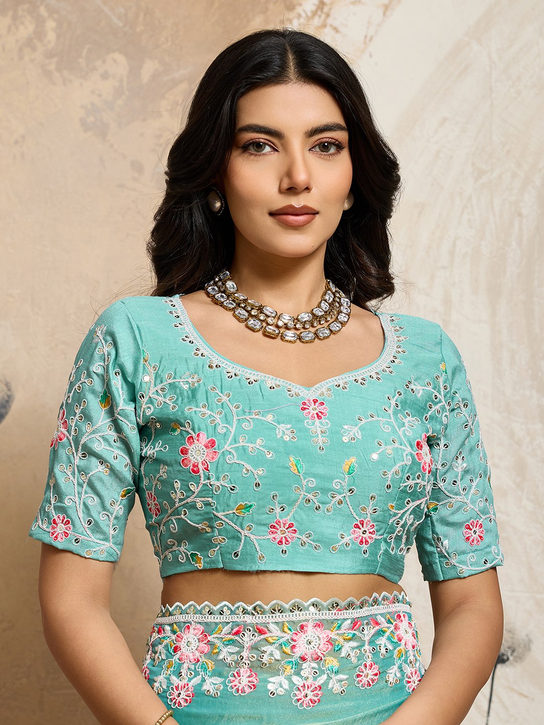 Feel Like Royalty In This Dreamy Mint Saree