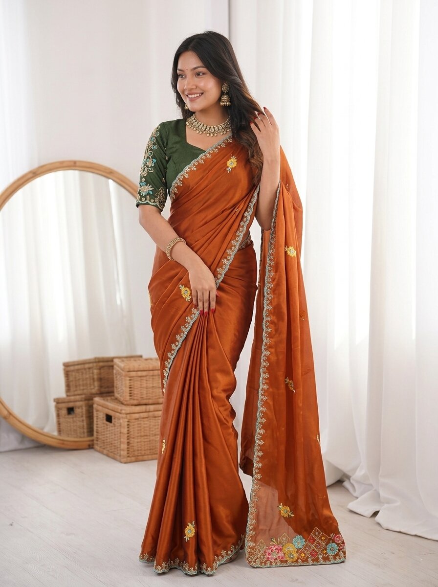 Copper Silk Premium Wedding Saree