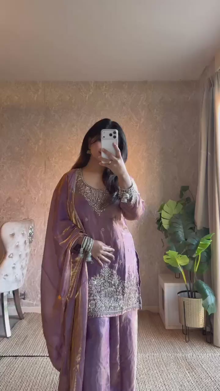 Lavender Embroidered Pakistani Suit Set
