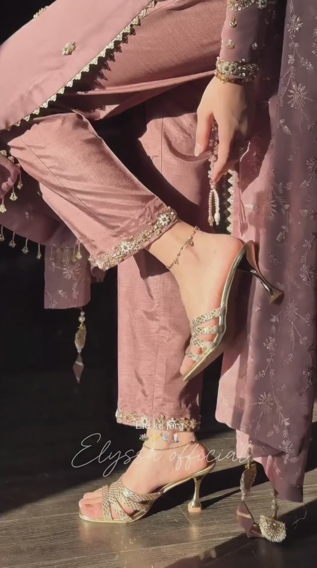 Signature Onion Color Embroidery Work With Beads Three Piece Suit