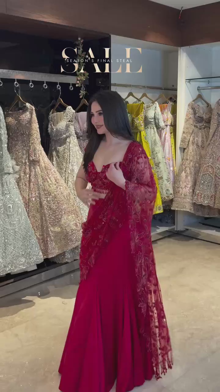 Bollywood Style Red Sequnce Work Saree