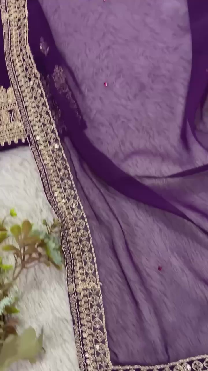Royal Purple Designer Party Wear Sharara Suit