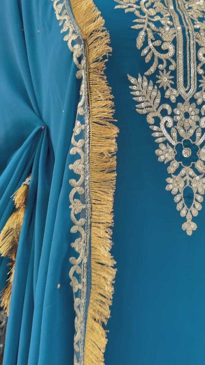 Peacock Blue Party Wear Palazzo Set