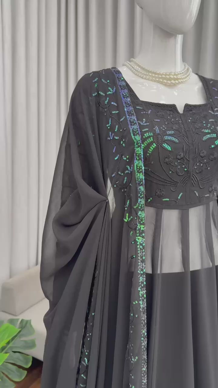 Royal Drapes Black Gorgette Anarkali Suit