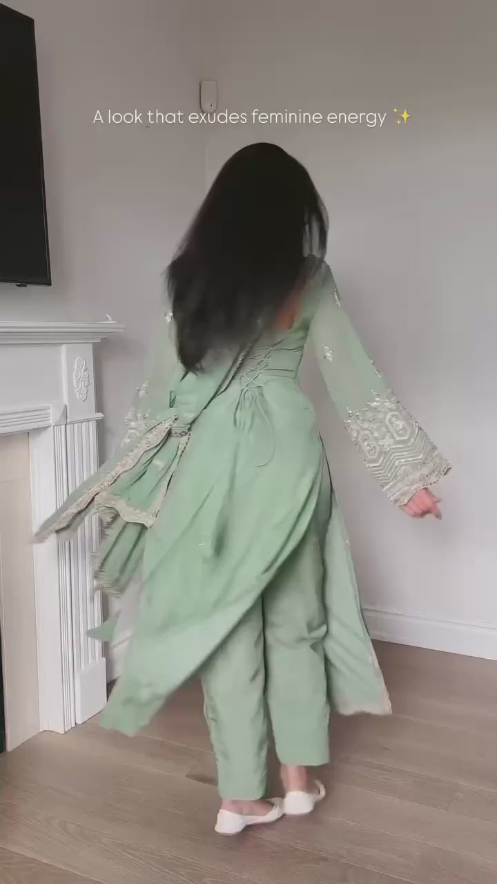 Diamond Era Pista Color Gorgette Sequnce Work Kurta Set