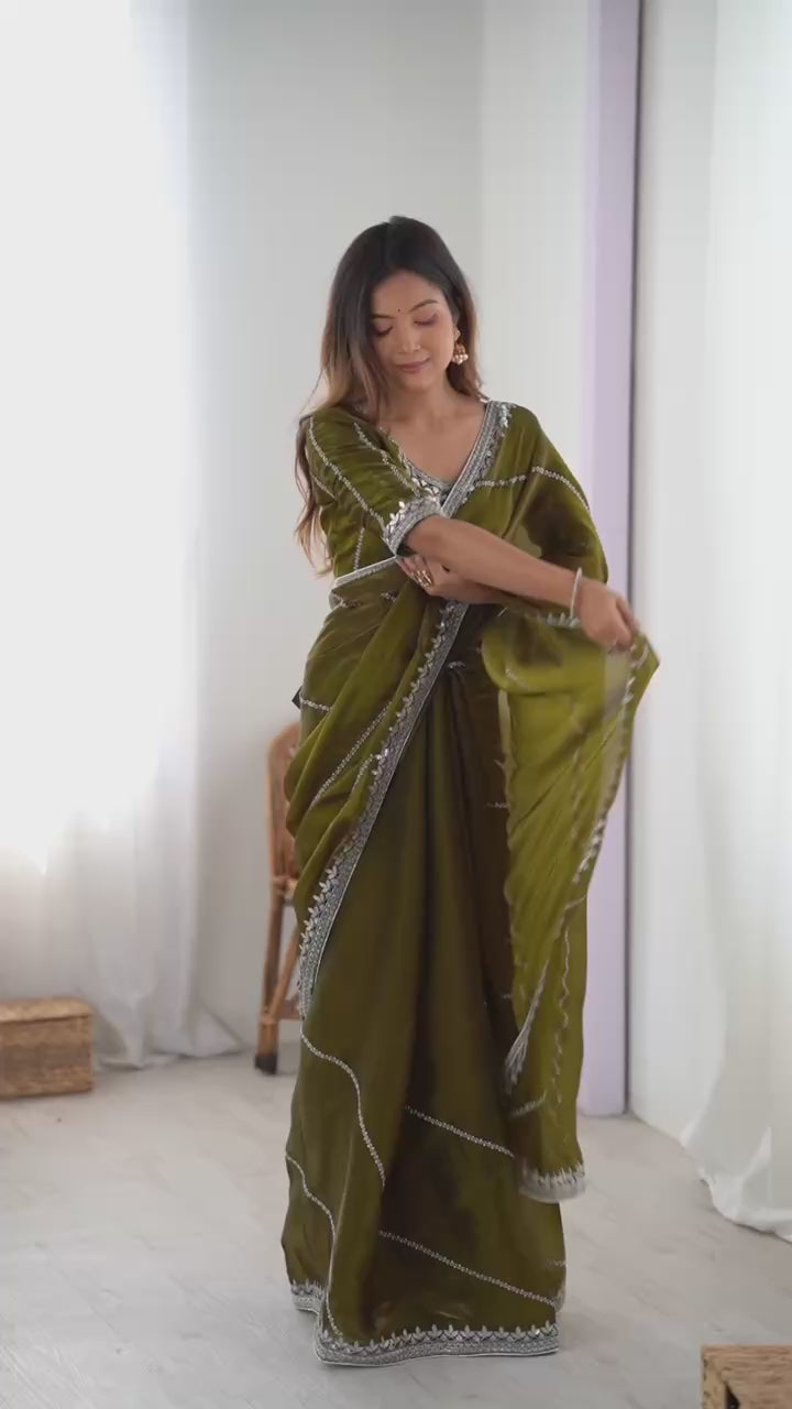 Lightweight Mehendi Soft Silk Saree