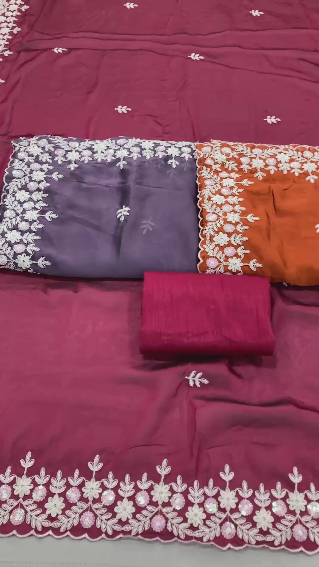 Soft Rangoli Silk Fanta Colour Sequance Work Saree With Unstitch Blouse