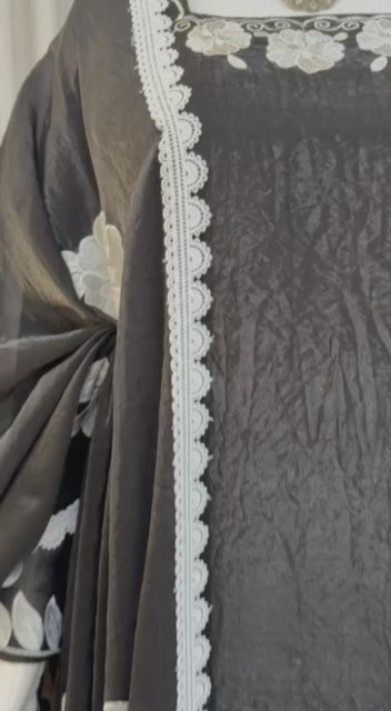 Black colour White Embroidery Work premium Kurta Set