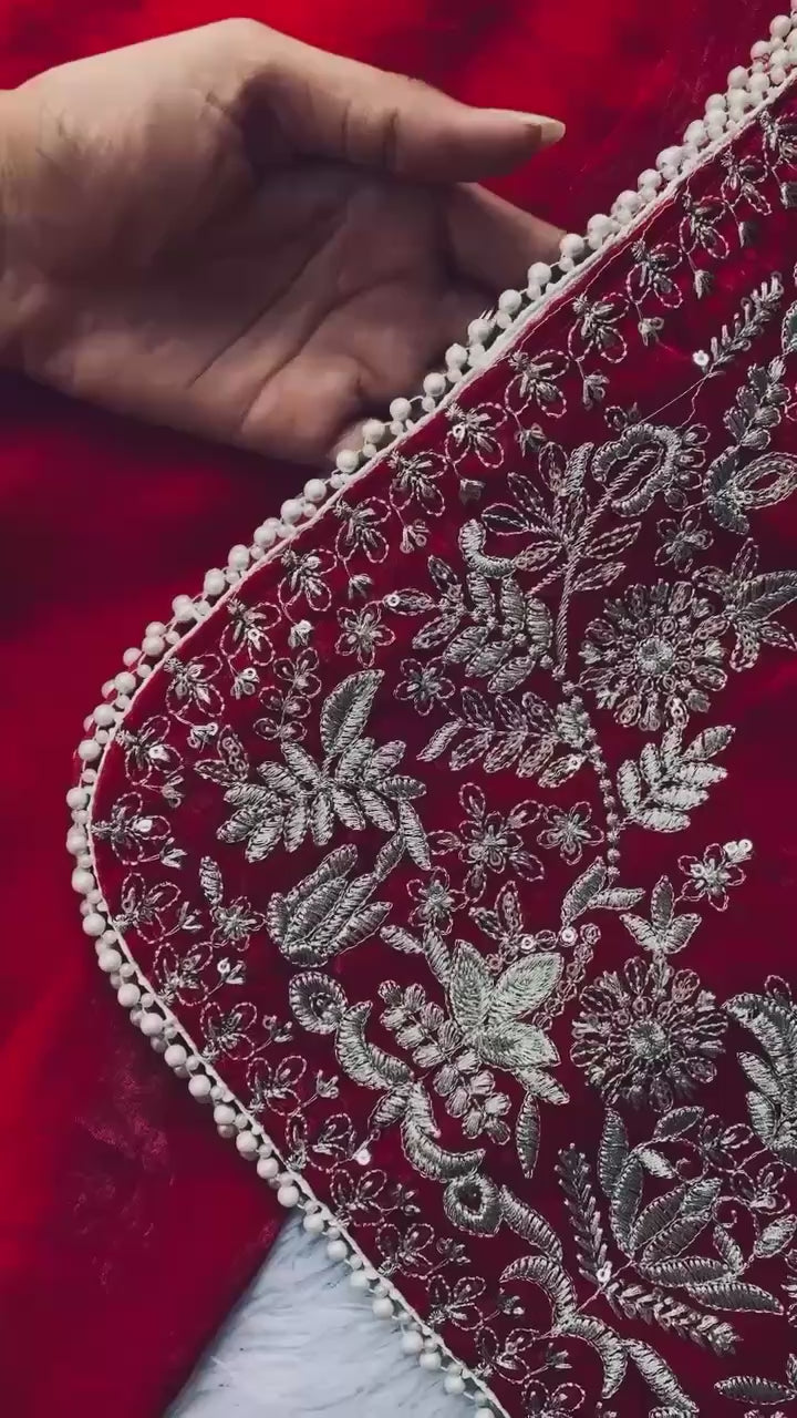 Amazing Red Color Sequence Embroidery Plazzo suit set