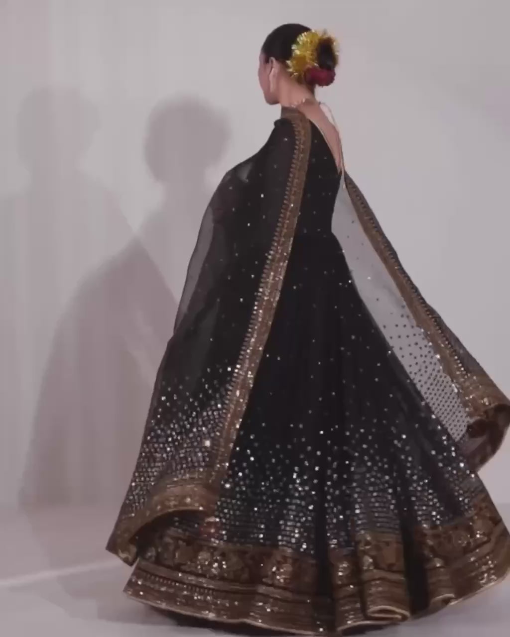 Designer Black Color Sequence Thread Heavy Work Anarkali Gown